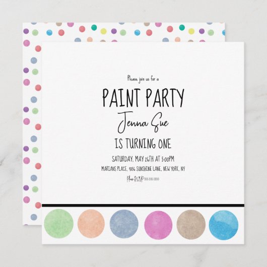 Waterverf palet schilderpartij bedankkaart (Voorkant / Achterkant)