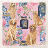 Waterverf Palm Beach Golden Retrievers Ginger Jar Glazen Onderzetter (Voorkant)