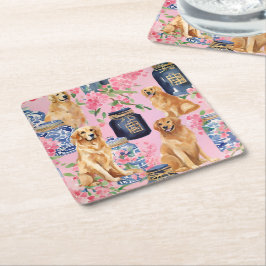 Waterverf Palm Beach Golden Retrievers Ginger Jar Kartonnen Onderzetters