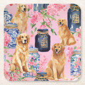 Waterverf Palm Beach Golden Retrievers Ginger Jar Kartonnen Onderzetters (Voorkant)