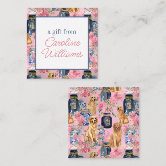 Waterverf Palm Beach Golden Retrievers Ginger Jar Notitiekaartje (Voorkant / Achterkant)