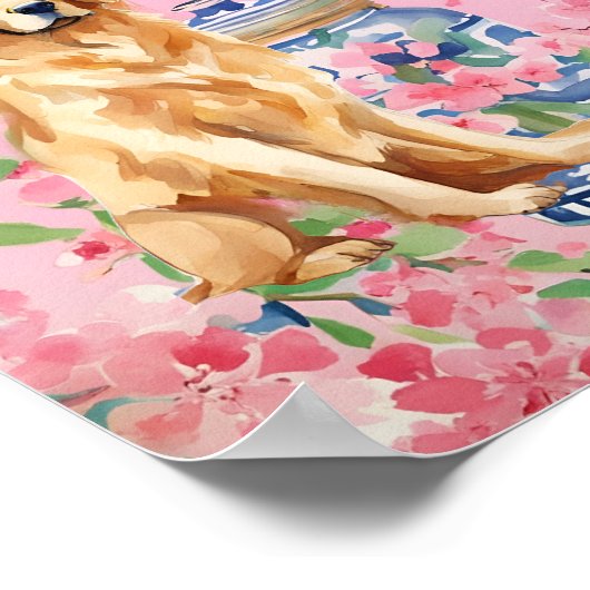 Waterverf Palm Beach Golden Retrievers Ginger Jar Poster (Hoek)