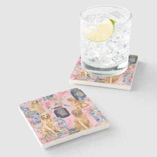 Waterverf Palm Beach Golden Retrievers Ginger Jar Stenen Onderzetter