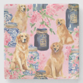 Waterverf Palm Beach Golden Retrievers Ginger Jar Stenen Onderzetter (Voorkant)