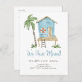 Waterverf Palm Beach House Aankondigingskaart (Voorkant / Achterkant)