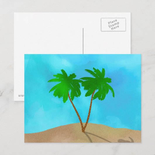 Waterverf Palm Beach Scene Collage Briefkaart (Voorkant / Achterkant)