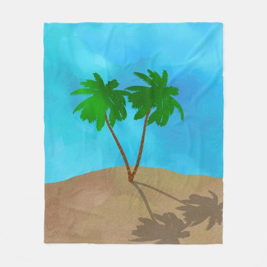 Waterverf Palm Beach Scene Collage Fleece Deken (Voorkant)