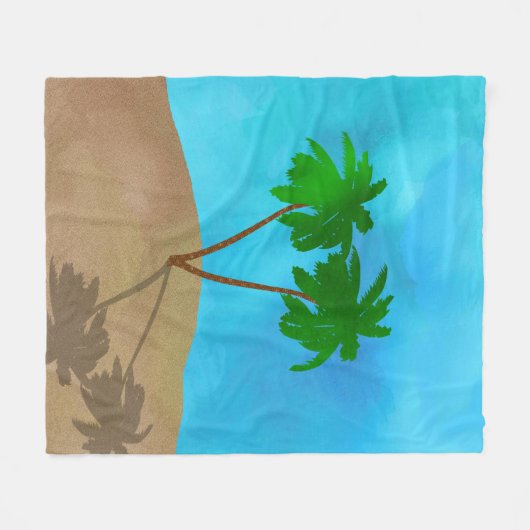 Waterverf Palm Beach Scene Collage Fleece Deken (Voorkant (Horizontaal))