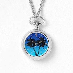 Waterverf Palm Beach Scene Collage Horloge