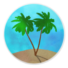 Waterverf Palm Beach Scene Collage Keramische Knop