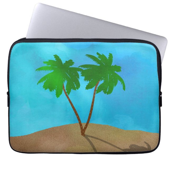 Waterverf Palm Beach Scene Collage Laptop Sleeve (Voorkant)