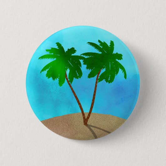 Waterverf Palm Beach Scene Collage Ronde Button 5,7 Cm (Voorkant)