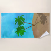 Waterverf Palm Beach Scene Collage Strandlaken (Voorkant)