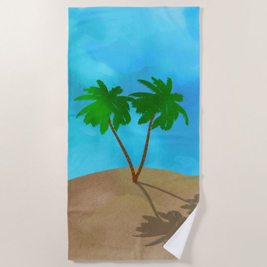 Waterverf Palm Beach Scene Collage Strandlaken (Voorkant)