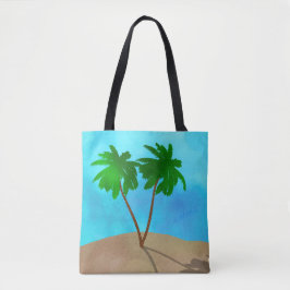Waterverf Palm Beach Scene Collage Tote Bag