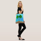Waterverf Palm Beach Scene Collage Tote Bag (Op model)