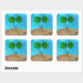 Waterverf Palm Beach Scene Collage Vierkante Sticker (Vel)
