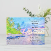 Waterverf Palm Beach Sunset Bruiloft Kaart (Staand voorkant)