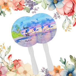 Waterverf Palm Beach Sunset Handwaaier