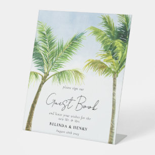 Waterverf palm Beach Weddenschap Reclamebord Met Voetstuk