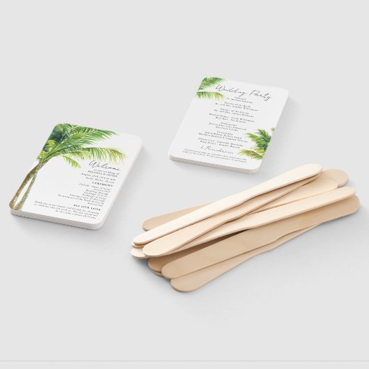 Waterverf Palm Beach Wedding Program Handwaaier (Niet-gemonteerd)