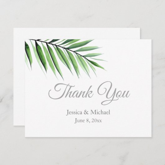 Waterverf Palm Bedankkaart (Voorkant / Achterkant)