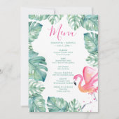 Waterverf Palm blaast Roze Flamingo Tropical Menu Kaart (Voorkant)