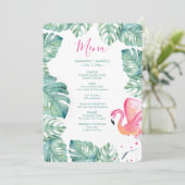 Waterverf Palm blaast Roze Flamingo Tropical Menu Kaart (Staand voorkant)
