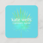 Waterverf Palm Branch Tropical Landscape Design Vierkante Visitekaartje (Voorkant)