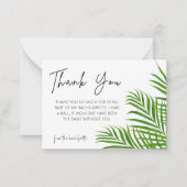Waterverf Palm bruid Bachelorette Party Dank u Notitiekaartje (Voorkant)