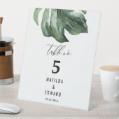 waterverf palm elegant script bruiloft reclamebord met voetstuk (Insitu)