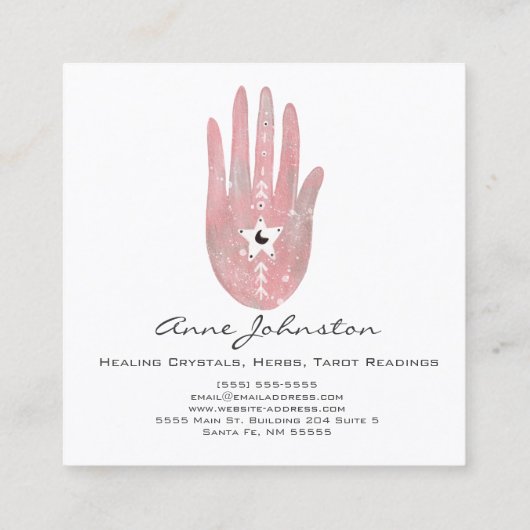 Waterverf Palm en Star Square Visitekaartje (Achterkant)