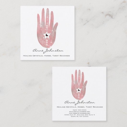 Waterverf Palm en Star Square Visitekaartje (Voorkant / Achterkant)