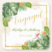 Waterverf Palm Floral Kartonnen Onderzetters (Voorkant)