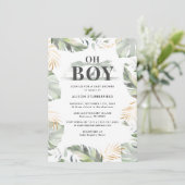 Waterverf Palm Giraffe Safari Boy Baby shower Kaart (Staand voorkant)
