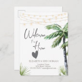 Waterverf Palm, hartkondiging Aankondigingskaart (Voorkant / Achterkant)