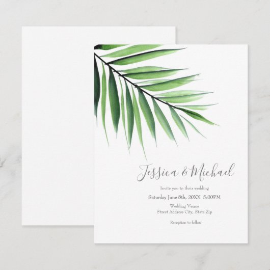 Waterverf Palm Kaart (Voorkant / Achterkant)