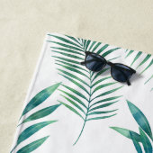 Waterverf palm laat aangepaste monogram voornaam strandlaken (In situ)