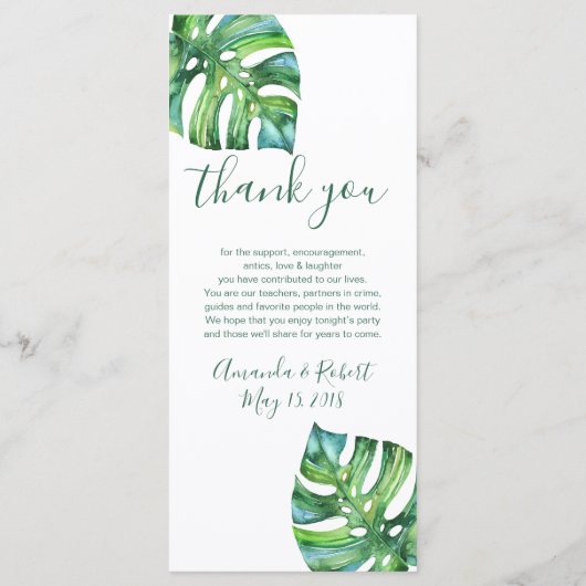 Waterverf Palm Leaf - bestemming bruiloft menu (Achterkant)