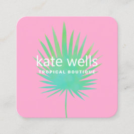 Waterverf Palm Leaf Tropical Clothing Boutique Vierkante Visitekaartje