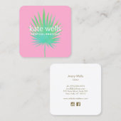 Waterverf Palm Leaf Tropical Clothing Boutique Vierkante Visitekaartje (Voorkant / Achterkant)