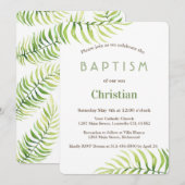 Waterverf Palm Leaves Beach Boy Baptisme Invite Kaart (Voorkant / Achterkant)