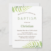 Waterverf Palm Leaves Beach Boy Baptisme Invite Kaart (Voorkant)