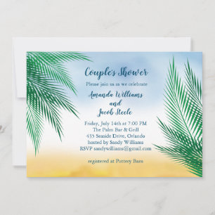 Waterverf Palm Leaves Couple's Shower Kaart
