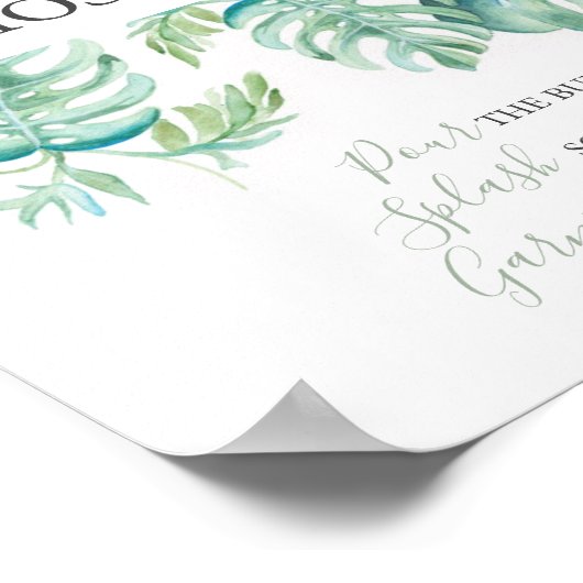 Waterverf palm Leaves Mimosa Bar Poster (Hoek)