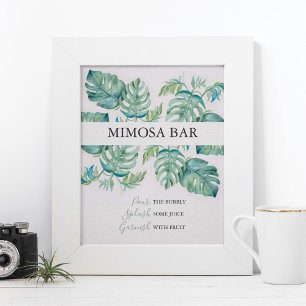 Waterverf palm Leaves Mimosa Bar Poster