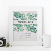 Waterverf palm Leaves Mimosa Bar Poster