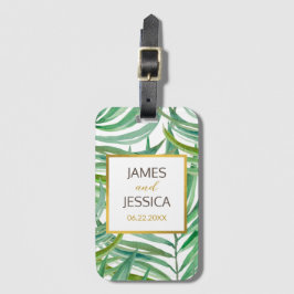 Waterverf Palm Leaves Personalized Wedding Favor Bagagelabel