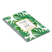 Waterverf Palm Leaves Personalized Wedding Notebo Notitieboek (Rechterzijde)
