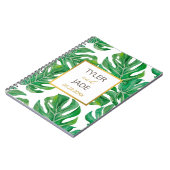Waterverf Palm Leaves Personalized Wedding Notebo Notitieboek (Linkerzijde)